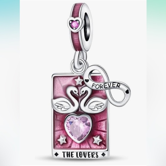 The Lovers card tarot charm Sterling silver fits all Panda bracelets, necklaces - Picture 1 of 3